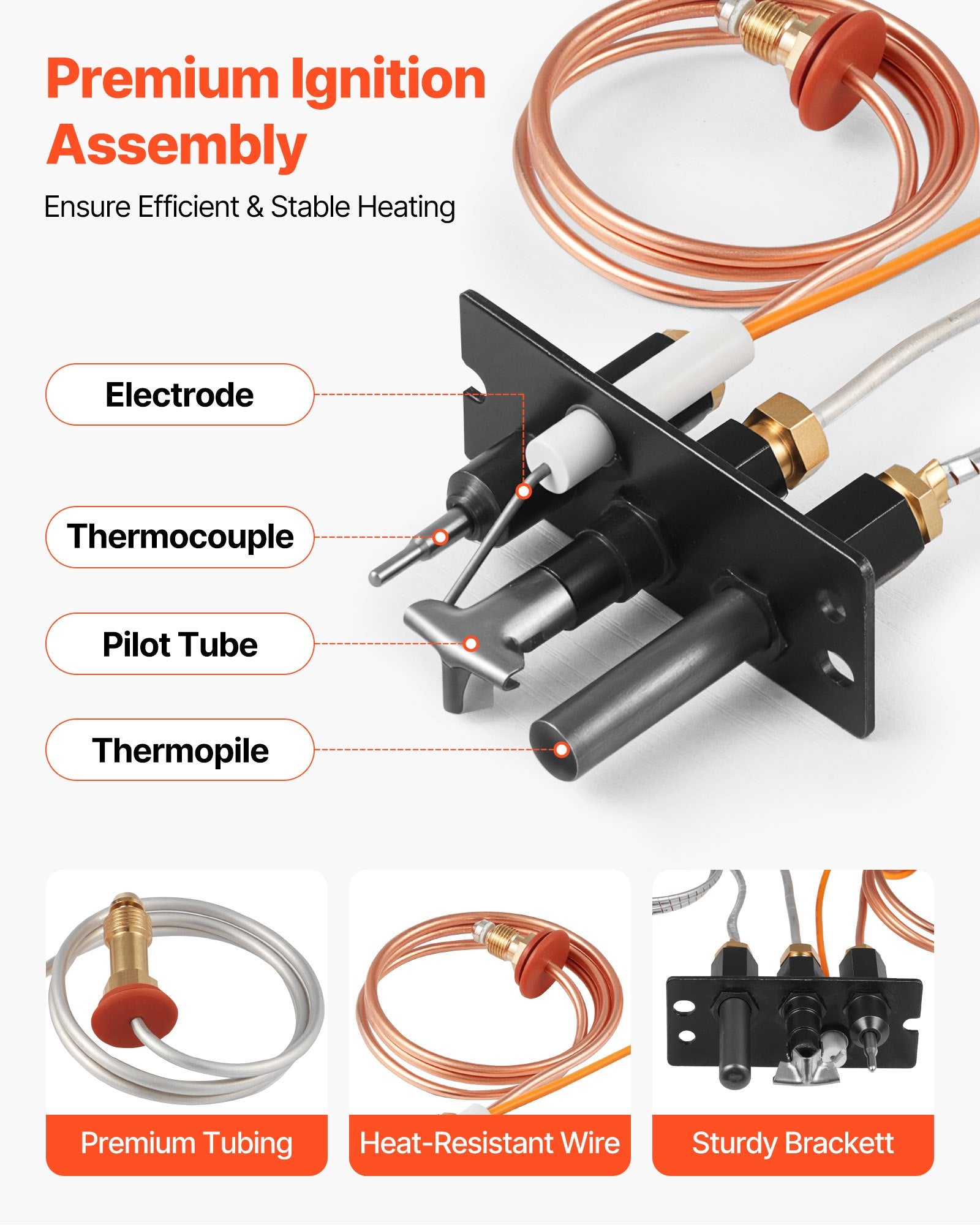 Gas Pilot Assembly, OE 485-510A,4021-736,2103-010 Fireplace Gas Pilot Assembly Kit, Natural Gas Ignition Replacement, Compatible with Quadra-Fire, Heat & Glo, Heatilator Models,Black - Image 2