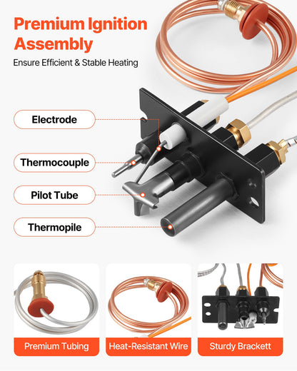 Gas Pilot Assembly, OE 485-510A,4021-736,2103-010 Fireplace Gas Pilot Assembly Kit, Natural Gas Ignition Replacement, Compatible with Quadra-Fire, Heat & Glo, Heatilator Models,Black - Image 2