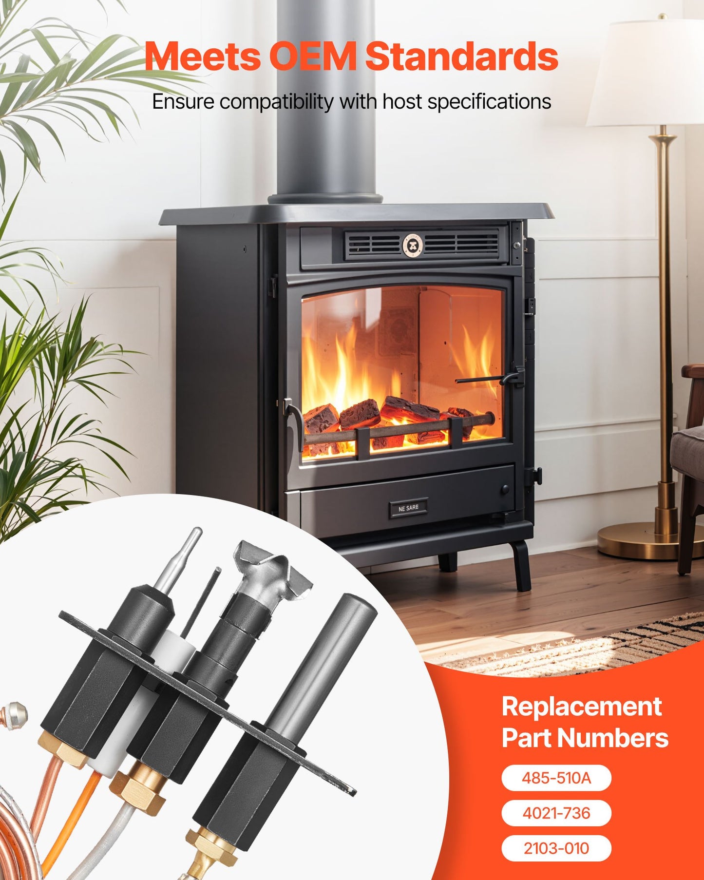 Gas Pilot Assembly, OE 485-510A,4021-736,2103-010 Fireplace Gas Pilot Assembly Kit, Natural Gas Ignition Replacement, Compatible with Quadra-Fire, Heat & Glo, Heatilator Models,Black - Image 4