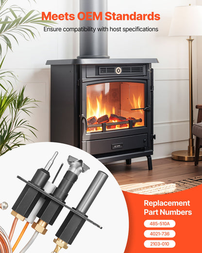 Gas Pilot Assembly, OE 485-510A,4021-736,2103-010 Fireplace Gas Pilot Assembly Kit, Natural Gas Ignition Replacement, Compatible with Quadra-Fire, Heat & Glo, Heatilator Models,Black - Image 4