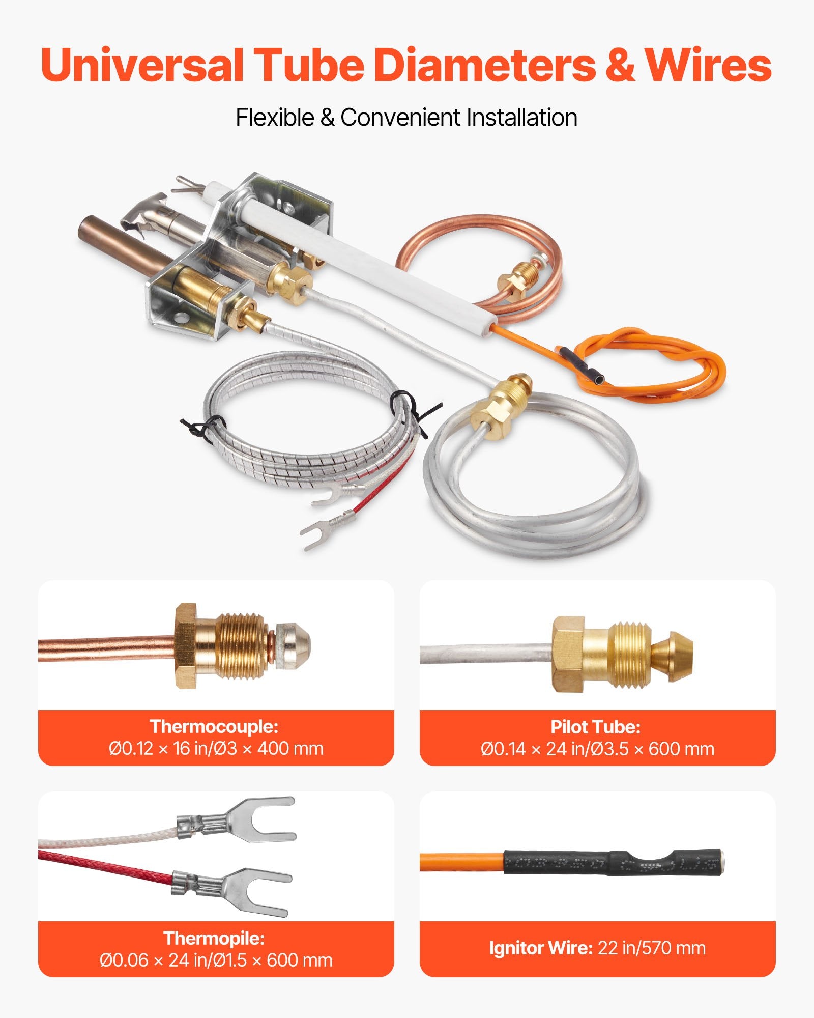 Gas Pilot Assembly, OE 4021-732, 25660 Fireplace Gas Pilot Assembly, Natural Gas Ignition Replacement with Pilot Tube, Thermocouple, Thermopile, Wires, Compatible with Heatilator Models - Image 6