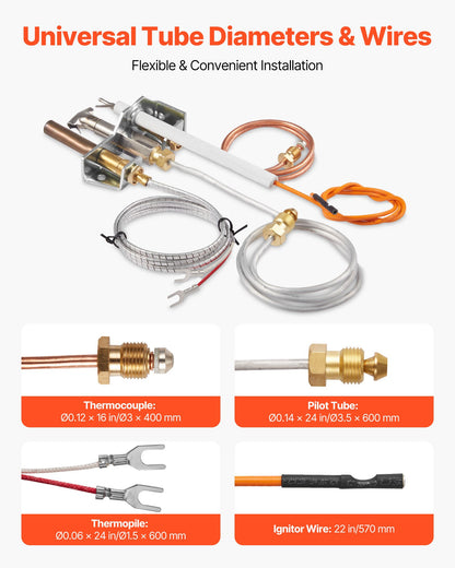 Gas Pilot Assembly, OE 4021-732, 25660 Fireplace Gas Pilot Assembly, Natural Gas Ignition Replacement with Pilot Tube, Thermocouple, Thermopile, Wires, Compatible with Heatilator Models - Image 6