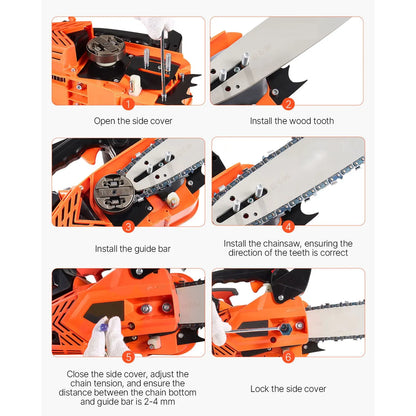 25 cc Gas Chainsaw, 305 mm Gas Powered Chainsaw, 0.75 kW Power Chain Saw with Non-Slip Handle, Gas-Powered Chainsaws with Dual Fuel Tanks, For Wood Cutting, Tree Trimming, and Land Clearing - Image 6