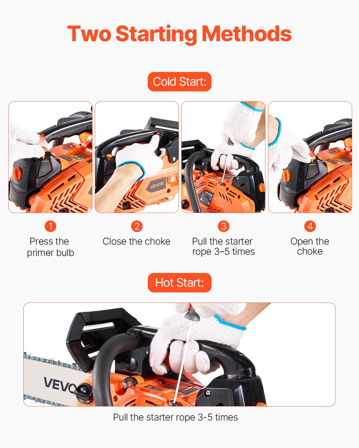25 cc Gas Chainsaw, 305 mm Gas Powered Chainsaw, 0.75 kW Power Chain Saw with Non-Slip Handle, Gas-Powered Chainsaws with Dual Fuel Tanks, For Wood Cutting, Tree Trimming, and Land Clearing - Image 4
