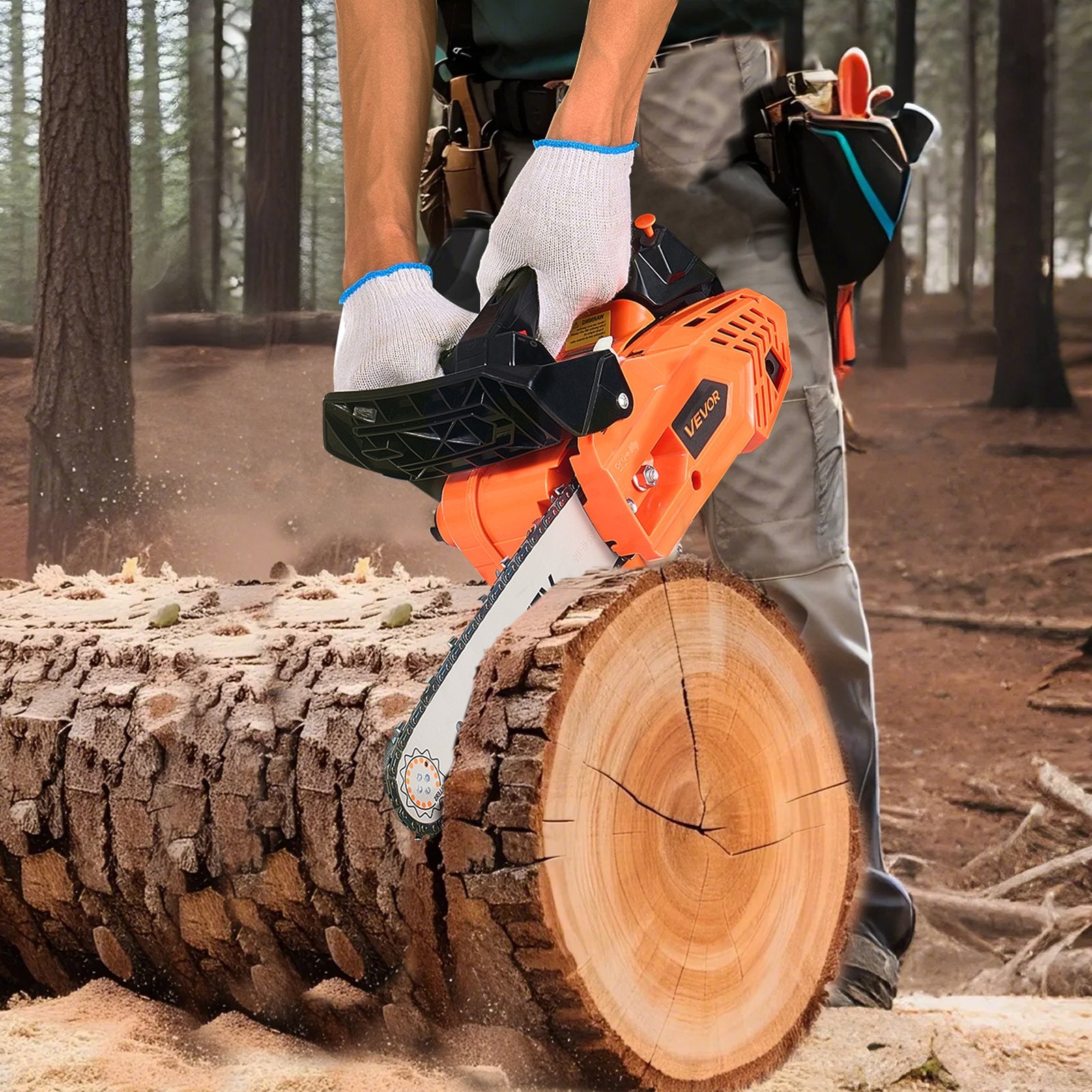 25 cc Gas Chainsaw, 305 mm Gas Powered Chainsaw, 0.75 kW Power Chain Saw with Non-Slip Handle, Gas-Powered Chainsaws with Dual Fuel Tanks, For Wood Cutting, Tree Trimming, and Land Clearing - Image 8