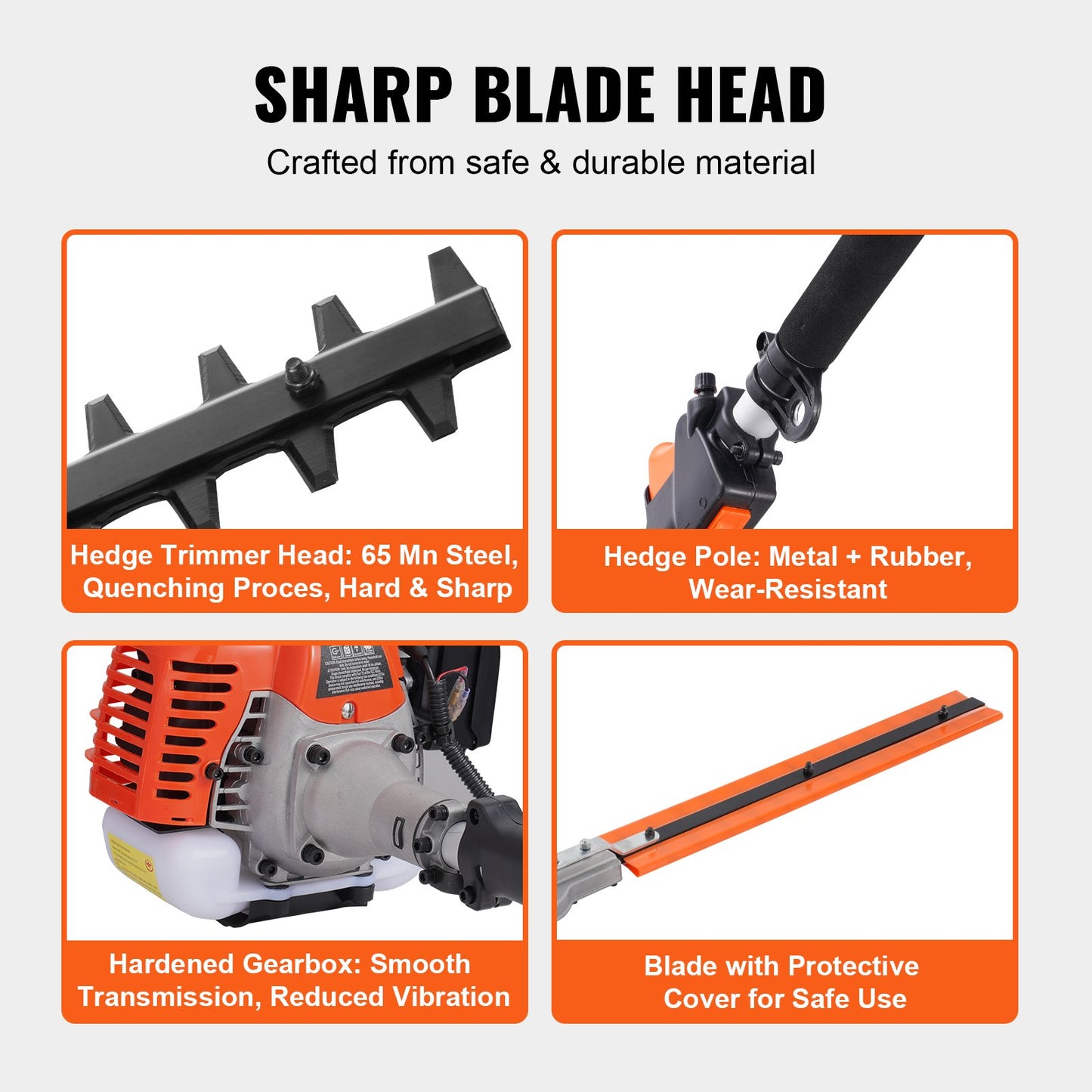 15.7-inch 26CC 2 Cycle Gas Hedge Trimmer, Gas Powered Pole Hedge Trimmer with Dual Sided Dual Action Blade, Adjustable Trimmer Head, Suitable for Trimming Shrubs, Bushes - Image 4
