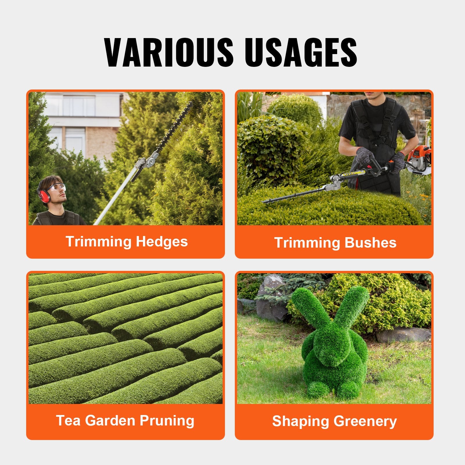 15.7-inch 26CC 2 Cycle Gas Hedge Trimmer, Gas Powered Pole Hedge Trimmer with Dual Sided Dual Action Blade, Adjustable Trimmer Head, Suitable for Trimming Shrubs, Bushes - Image 6