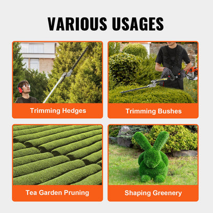 15.7-inch 26CC 2 Cycle Gas Hedge Trimmer, Gas Powered Pole Hedge Trimmer with Dual Sided Dual Action Blade, Adjustable Trimmer Head, Suitable for Trimming Shrubs, Bushes - Image 6