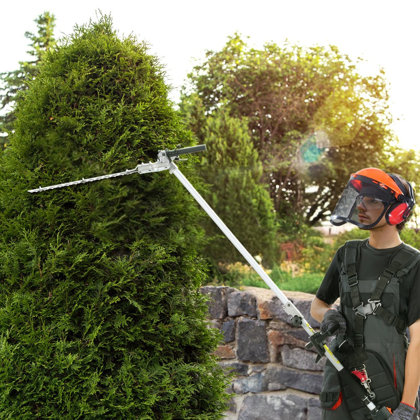15.7-inch 26CC 2 Cycle Gas Hedge Trimmer, Gas Powered Pole Hedge Trimmer with Dual Sided Dual Action Blade, Adjustable Trimmer Head, Suitable for Trimming Shrubs, Bushes - Image 8
