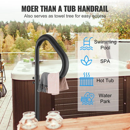 Hot Tub Handrail, 360 Rotatable Spa Side Handrail with 35"-57" Adjustable Height, Rust-proof Aluminum Spa Step Hot Tub Hand Rail with Slide-Under Mount Base for Indoor & Outdoor, 600LBS Capacity - Image 5