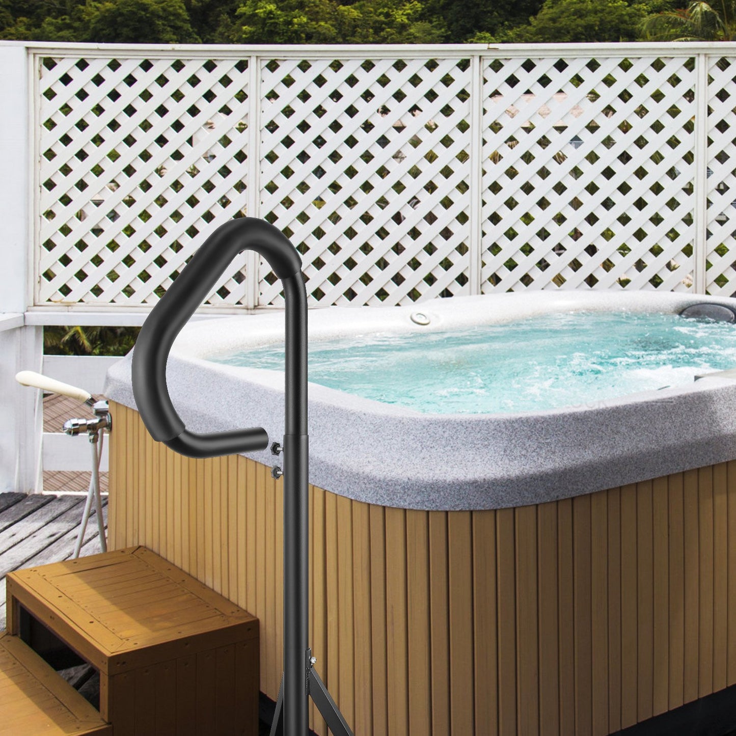Hot Tub Handrail, 360 Rotatable Spa Side Handrail with 35"-57" Adjustable Height, Rust-proof Aluminum Spa Step Hot Tub Hand Rail with Slide-Under Mount Base for Indoor & Outdoor, 600LBS Capacity - Image 8