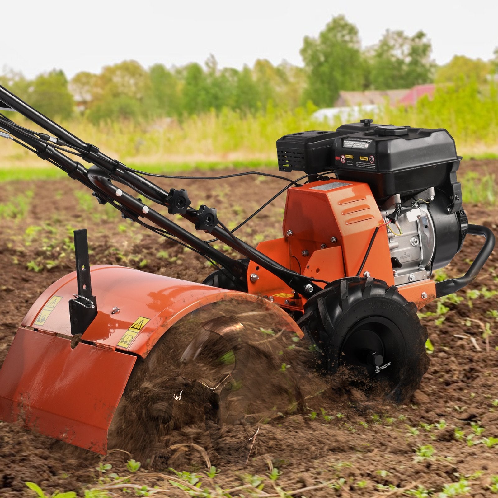 Tiller Cultivator Gas Powered, 212CC 4-Stroke Garden Cultivator, Tiller with 4 Steel Adjustable Rear Tines for Lawn, Garden and Field Soil Cultivation - Image 8