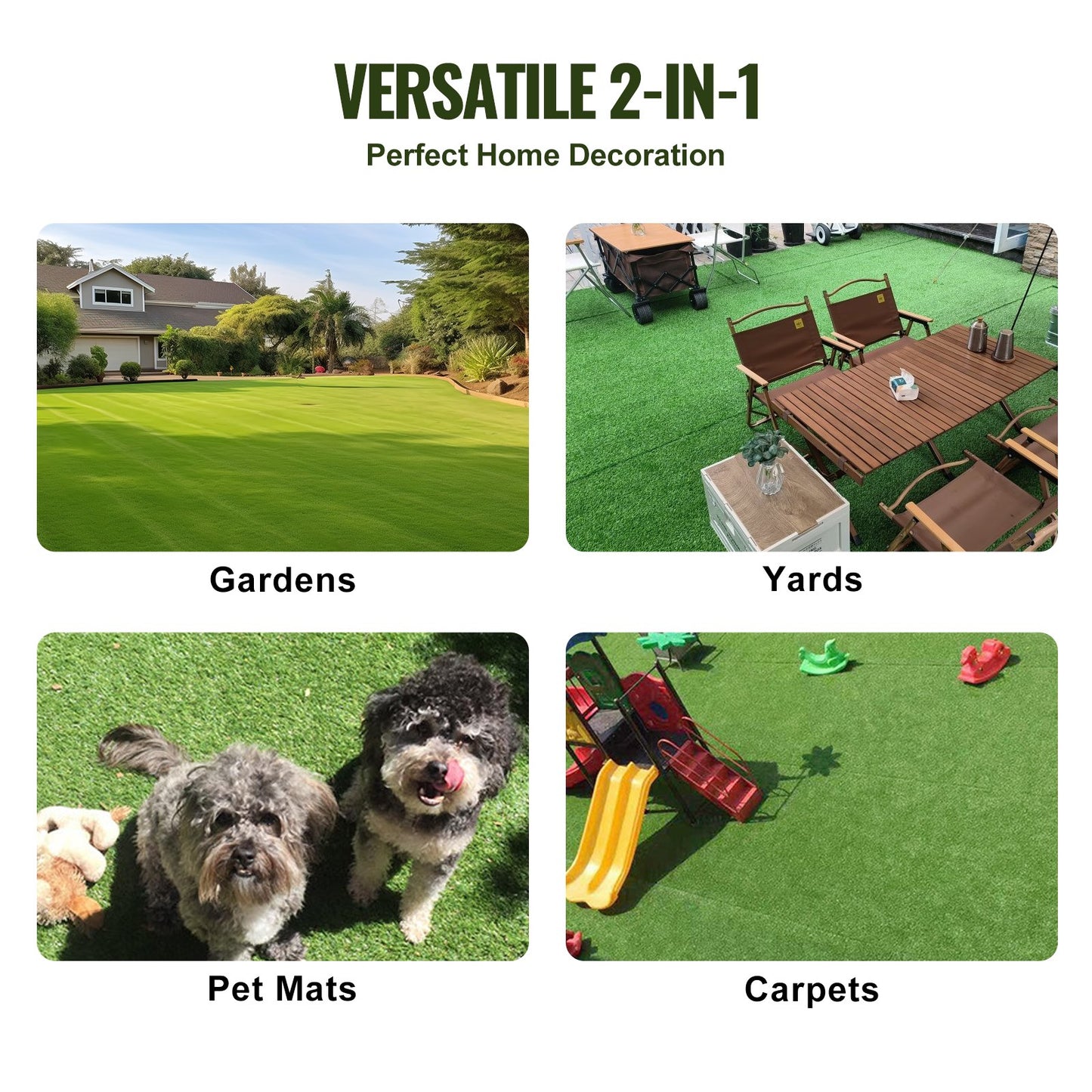 Artifical Grass, 6 x 10 ft Rug Green Turf, 1.38"Fake Door Mat Outdoor Patio Lawn Decoration, Easy to Clean with Drainage Holes, Perfect For Multi-Purpose Home Indoor Entryway Scraper Dog Mats - Image 6