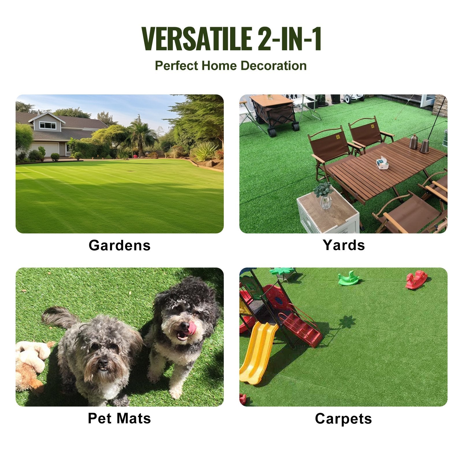 Artifical Grass, 6 x 10 ft Rug Green Turf, 1.38"Fake Door Mat Outdoor Patio Lawn Decoration, Easy to Clean with Drainage Holes, Perfect For Multi-Purpose Home Indoor Entryway Scraper Dog Mats - Image 6
