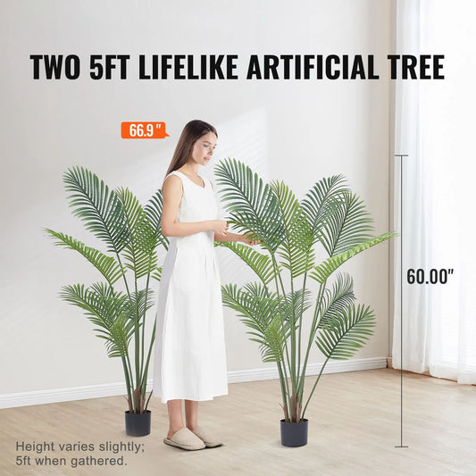 Artificial Palm Tree, 1.5m Tall Faux Plant, Secure PE Material & Anti-Tip Tilt Protection Low-Maintenance Plant, Lifelike Green Fake Tree for Home Office Warehouse Decor Indoor Outdoor - Image 2