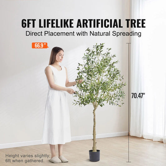 Artificial Olive Tree, 15.2cm Tall Faux Plant, Secure PE Material & Anti-Tip Tilt Protection Low-Maintenance Plant, Lifelike Green Fake Potted Tree for Home Office Warehouse Decor Indoor Outdoor - Image 2