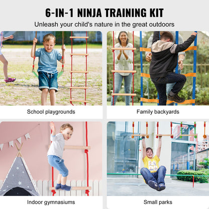 Ninja Warrior Obstacle Course for Kids, 15.24 m Weatherproof Slacklines, 500lbs Weight Capacity Monkey Line, Outdoor Playset Equipment, Backyard Toys Training Equipment Set with 10 Obstacles - Image 2