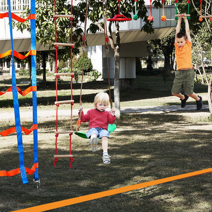 Ninja Warrior Obstacle Course for Kids, 15.24 m Weatherproof Slacklines, 500lbs Weight Capacity Monkey Line, Outdoor Playset Equipment, Backyard Toys Training Equipment Set with 10 Obstacles - Image 8