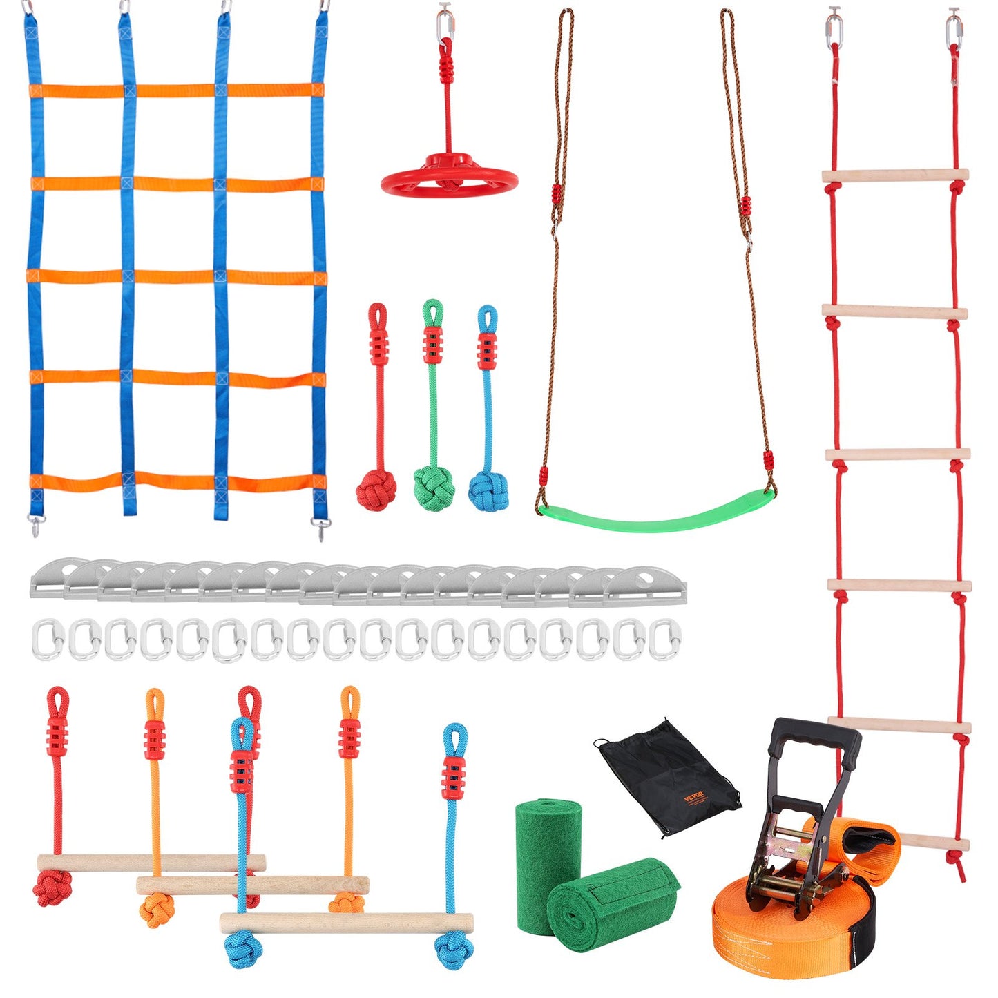 Ninja Warrior Obstacle Course for Kids, 15.24 m Weatherproof Slacklines, 500lbs Weight Capacity Monkey Line, Outdoor Playset Equipment, Backyard Toys Training Equipment Set with 10 Obstacles - Image 9