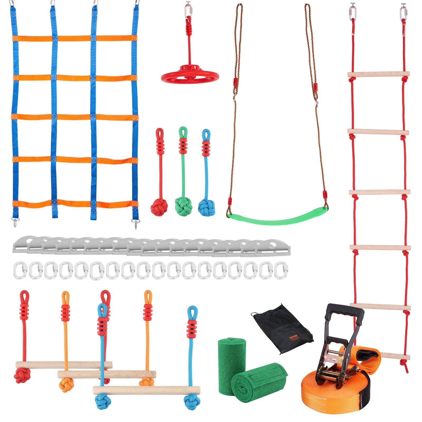 Ninja Warrior Obstacle Course for Kids, 15.24 m Weatherproof Slacklines, 500lbs Weight Capacity Monkey Line, Outdoor Playset Equipment, Backyard Toys Training Equipment Set with 10 Obstacles - Image 9