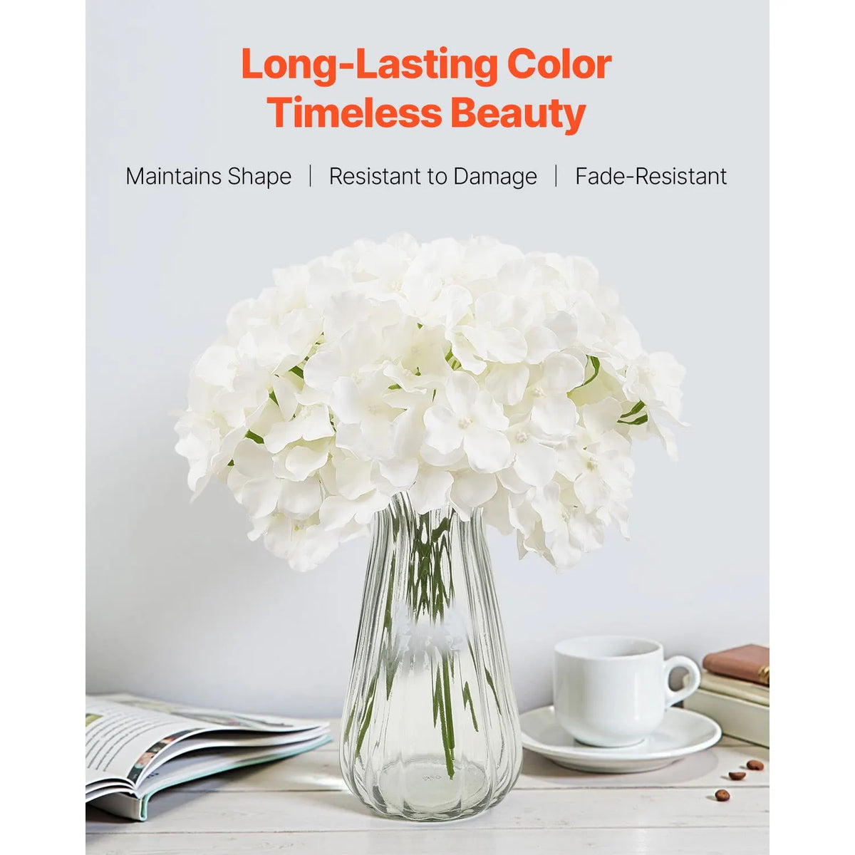 Artificial Flowers, 105 pcs Real Looking White Silk Fake Hydrangea Bulk, White Faux Bridal Shower with Stems for DIY Wedding Bouquets, Home Centerpieces Arrangements, Party Tables Decorations - Image 3
