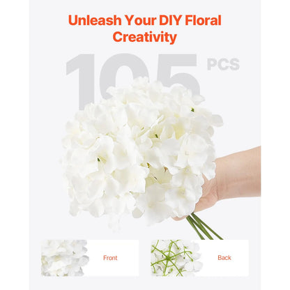 Artificial Flowers, 105 pcs Real Looking White Silk Fake Hydrangea Bulk, White Faux Bridal Shower with Stems for DIY Wedding Bouquets, Home Centerpieces Arrangements, Party Tables Decorations - Image 4