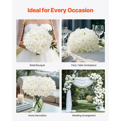 Artificial Flowers, 105 pcs Real Looking White Silk Fake Hydrangea Bulk, White Faux Bridal Shower with Stems for DIY Wedding Bouquets, Home Centerpieces Arrangements, Party Tables Decorations - Image 6