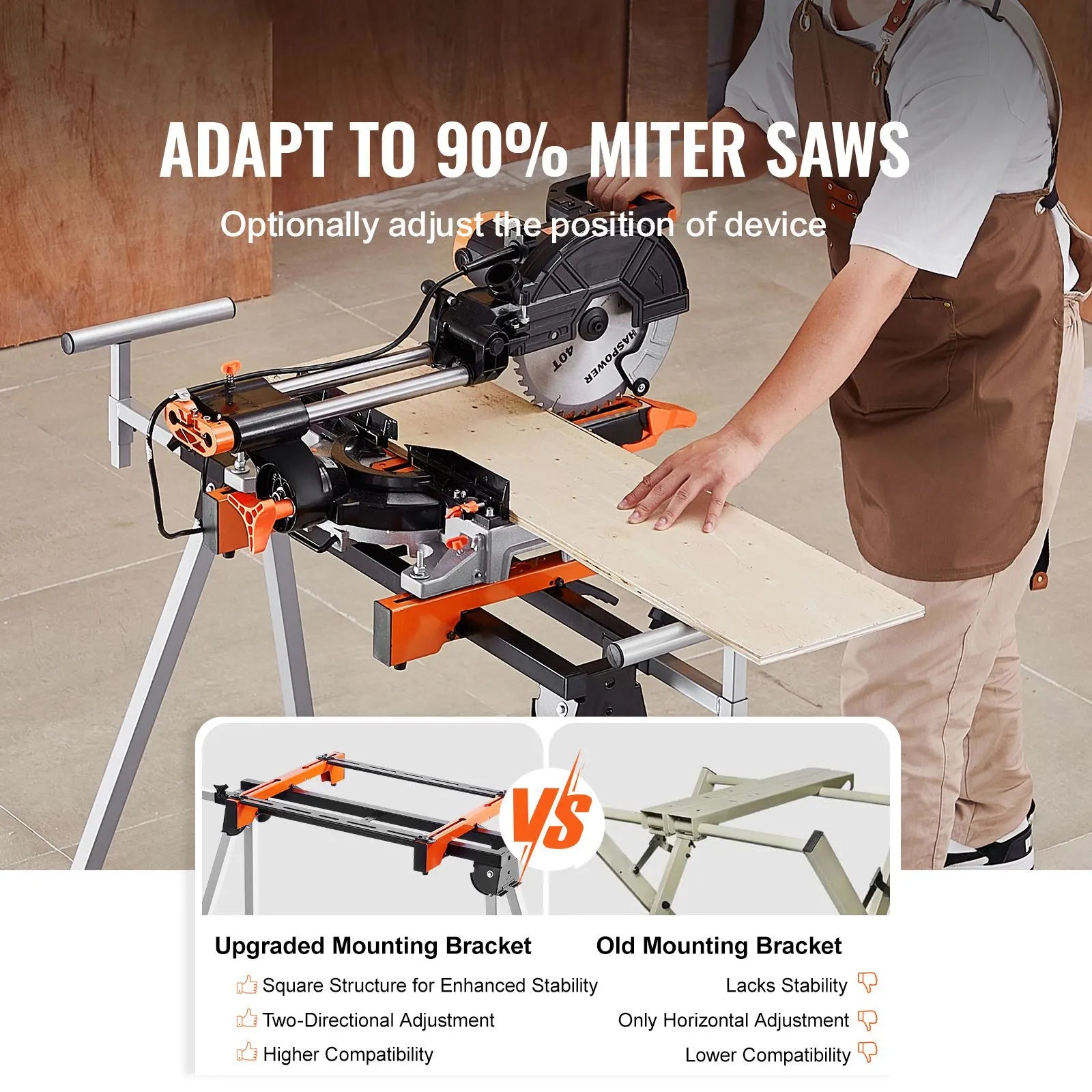 Miter Saw Stand 300lbs Load Capacity Steel Collapsible Stand for Miter Saw - Image 2