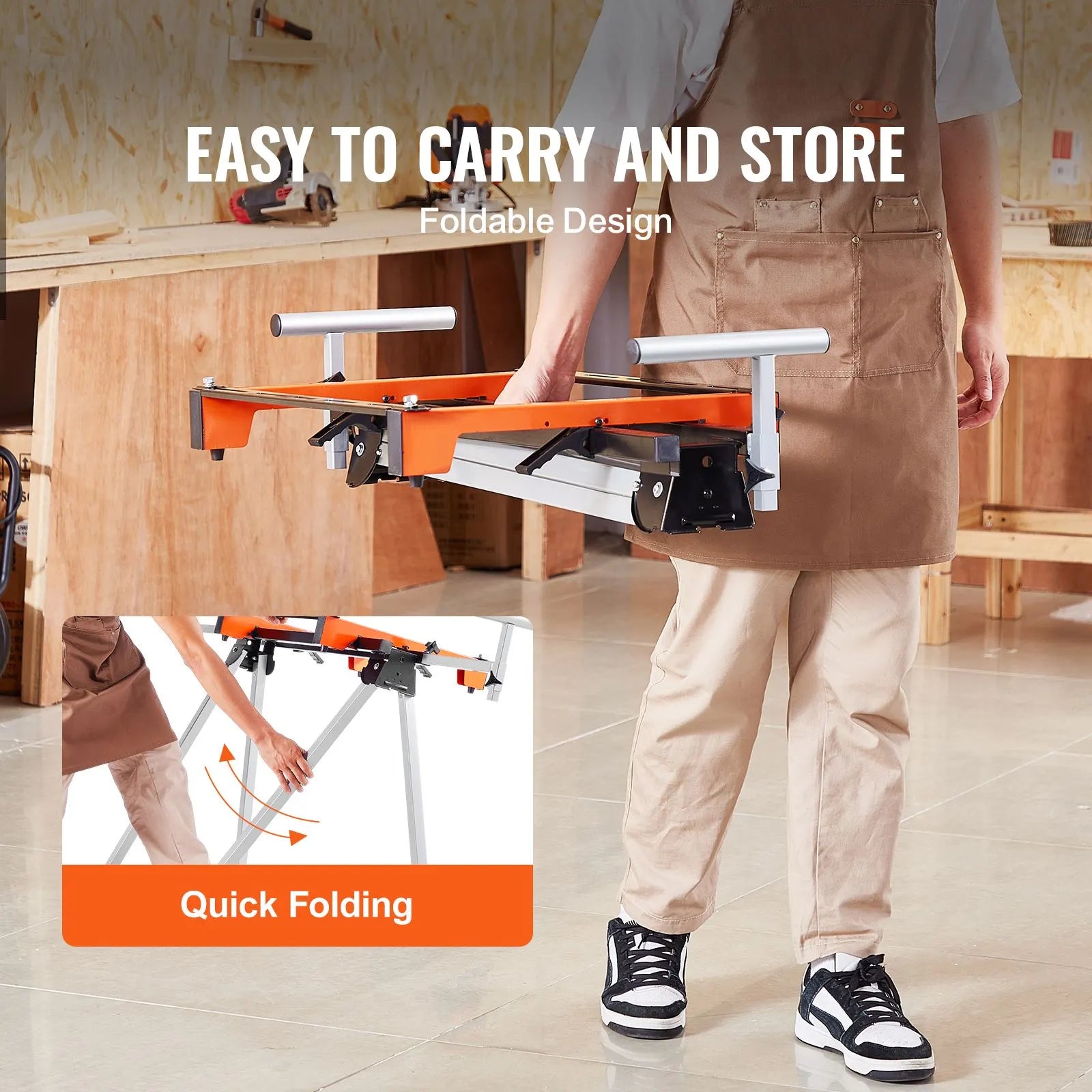 Miter Saw Stand 300lbs Load Capacity Steel Collapsible Stand for Miter Saw - Image 3