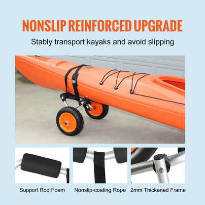 Foldable Kayak Cart Canoe Boat Carrier 250lbs Load with 10'' Solid Tires - Image 5