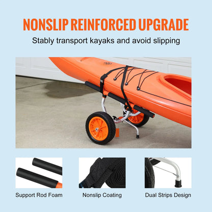 Adjustable Kayak Cart Canoe Boat Carrier 450lbs Load with 12'' Solid Tires - Image 4