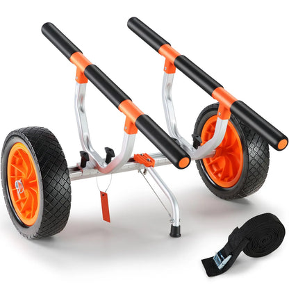 Adjustable Kayak Cart Canoe Boat Carrier 450lbs Load with 12'' Solid Tires - Image 9