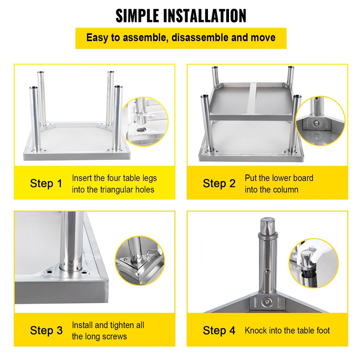 Stainless Steel Equipment Grill Stand, 122 x 76 x 61cm Stainless Table, Grill Stand Table with Adjustable Storage Undershelf, Equipment Stand Grill Table for Hotel, Home, Restaurant Kitchen - Image 6