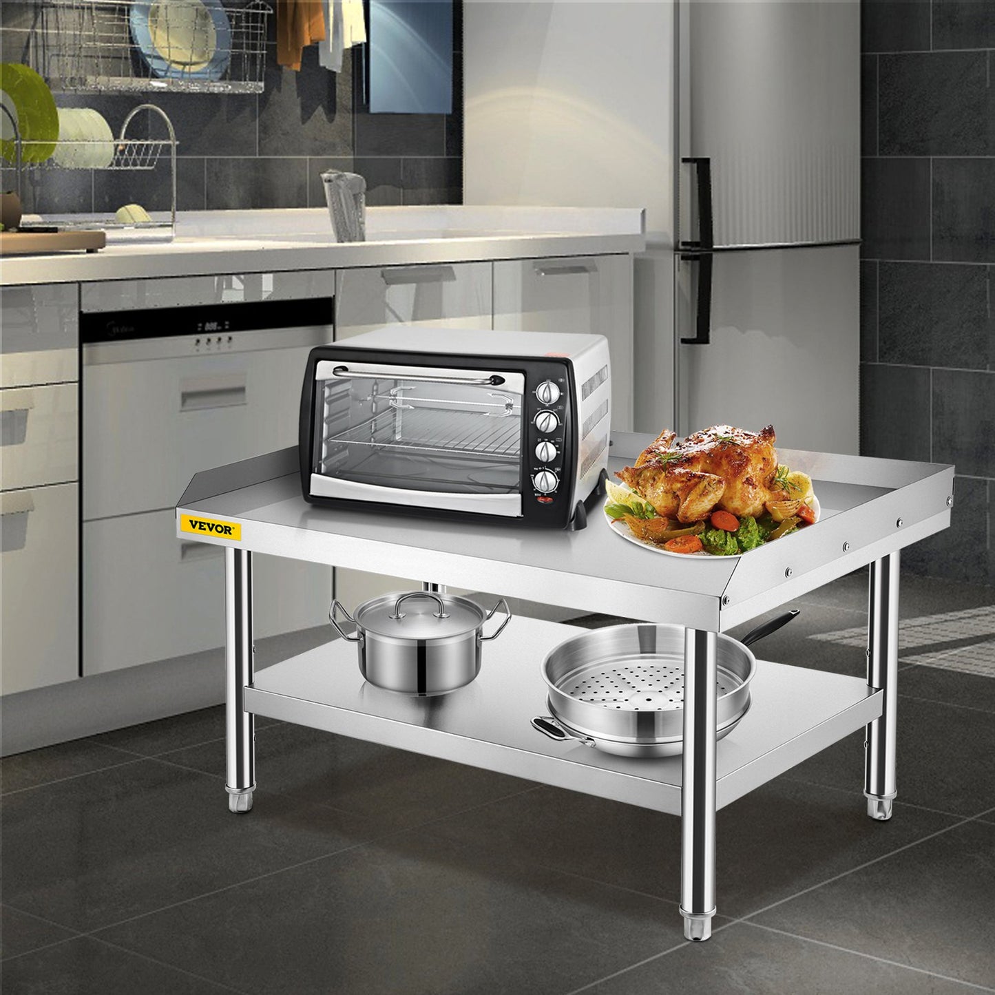 Stainless Steel Equipment Grill Stand, 122 x 76 x 61cm Stainless Table, Grill Stand Table with Adjustable Storage Undershelf, Equipment Stand Grill Table for Hotel, Home, Restaurant Kitchen - Image 8