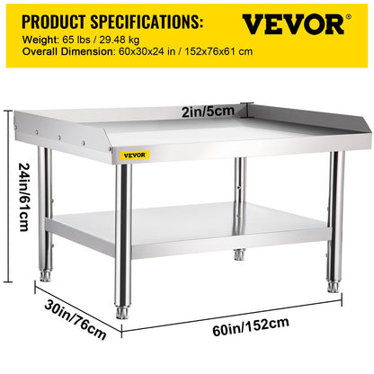 Stainless Steel Equipment Grill Stand, 152x76x61 cm Stainless Table, Grill Stand Table with Adjustable Storage Undershelf, Equipment Stand Grill Table for Hotel, Home, Restaurant Kitchen - Image 7