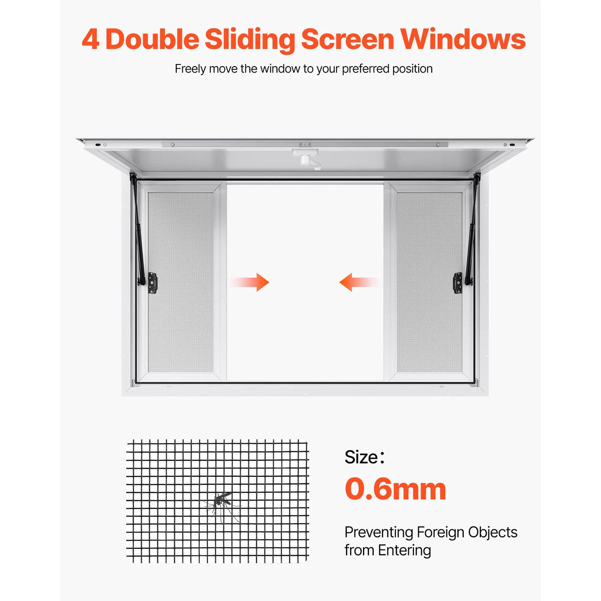 Concession Window 1346x838 mm, Aluminum Alloy Service Window for Food Truck, Up to 85 Degrees Stand Serving Window with 4 Sliding Windows, Awning Door, and Drag Hook, for Concession Trailers - Image 3
