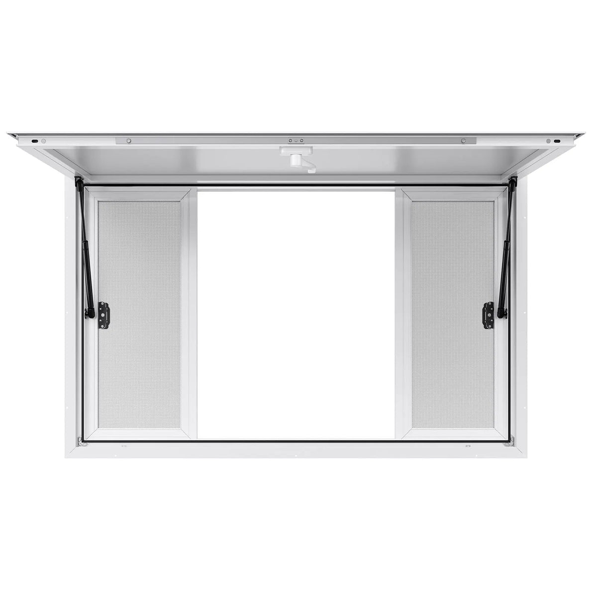 Concession Window 1346x838 mm, Aluminum Alloy Service Window for Food Truck, Up to 85 Degrees Stand Serving Window with 4 Sliding Windows, Awning Door, and Drag Hook, for Concession Trailers - Image 9