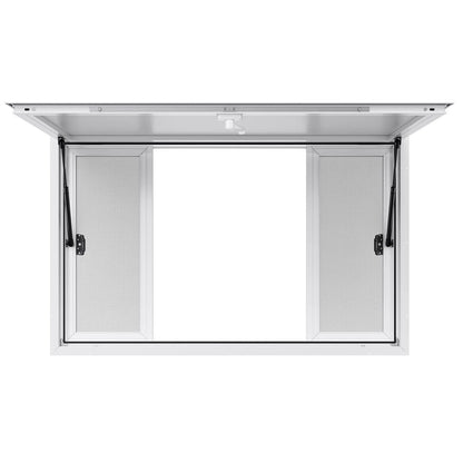 Concession Window 1346x838 mm, Aluminum Alloy Service Window for Food Truck, Up to 85 Degrees Stand Serving Window with 4 Sliding Windows, Awning Door, and Drag Hook, for Concession Trailers - Image 9