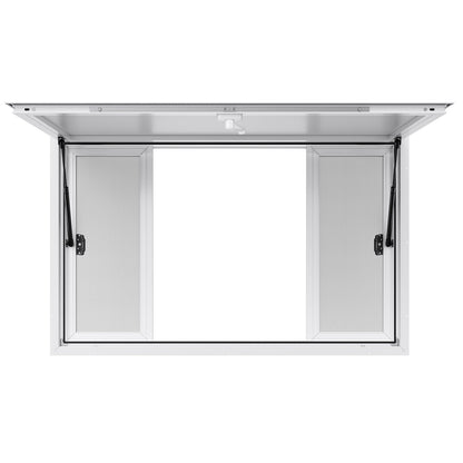Concession Window 1346x838 mm, Aluminum Alloy Service Window for Food Truck, Up to 85 Degrees Stand Serving Window with 4 Sliding Windows, Awning Door, and Drag Hook, for Concession Trailers - Image 9