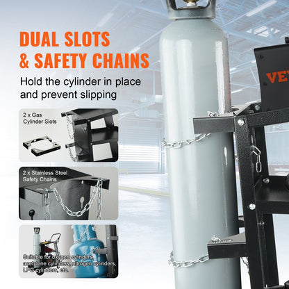 Welding Cart, 3-Tier Welder Cart Heavy Duty with 400 Lbs Weight Capacity, 360° Swivel Wheels, Tank Storage Safety Chains, Rolling MIG Welder Cart for TIG, ARC, MMA, Plasma Cutter Welding Machine - Image 4