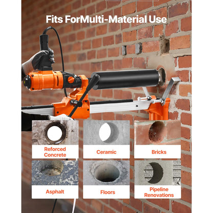 Diamond Core Drilling Machine, 200 mm Drilling Diameter, 2-in-1 Handheld & Stand-Mount Dry and Wet Concrete Core Drill Rig with 4 Bits, 1000/2250 RPM 2-Speed, for Concrete Brick Stone, 1500W - Image 5