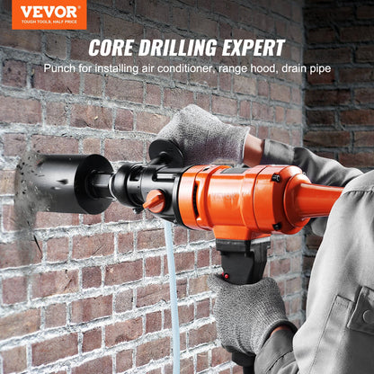 Diamond Core Drilling Machine, 4in Handheld Wet Concrete Core Drill Rig, 1100-2400RPM Two Speed & 1-1/4" Thread & 2 Bubble Levels, 3-4in Drilling Diameter for Concrete Brick Block Stone, 1500W - Image 2