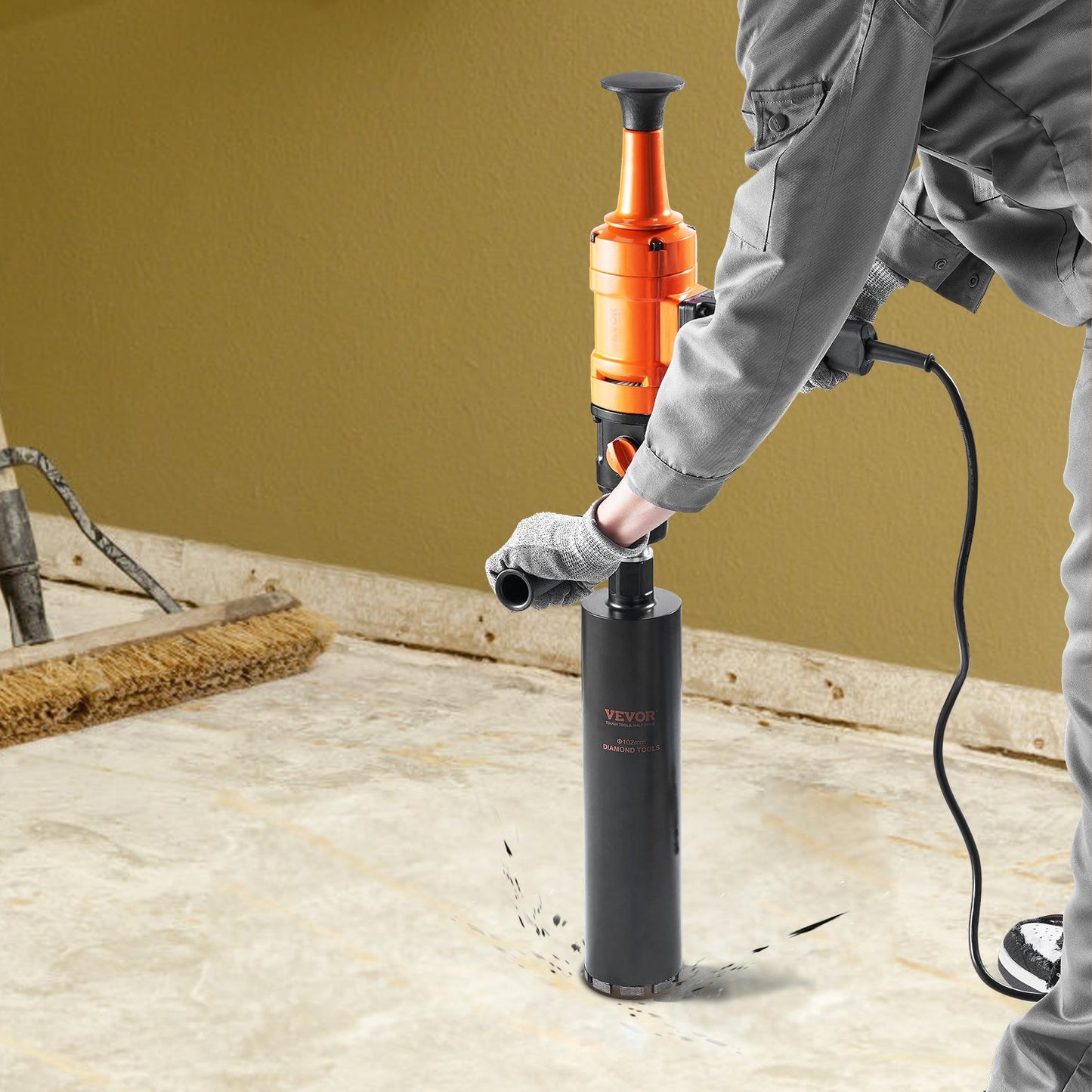 Diamond Core Drilling Machine, 4in Handheld Wet Concrete Core Drill Rig, 1100-2400RPM Two Speed & 1-1/4" Thread & 2 Bubble Levels, 3-4in Drilling Diameter for Concrete Brick Block Stone, 1500W - Image 8