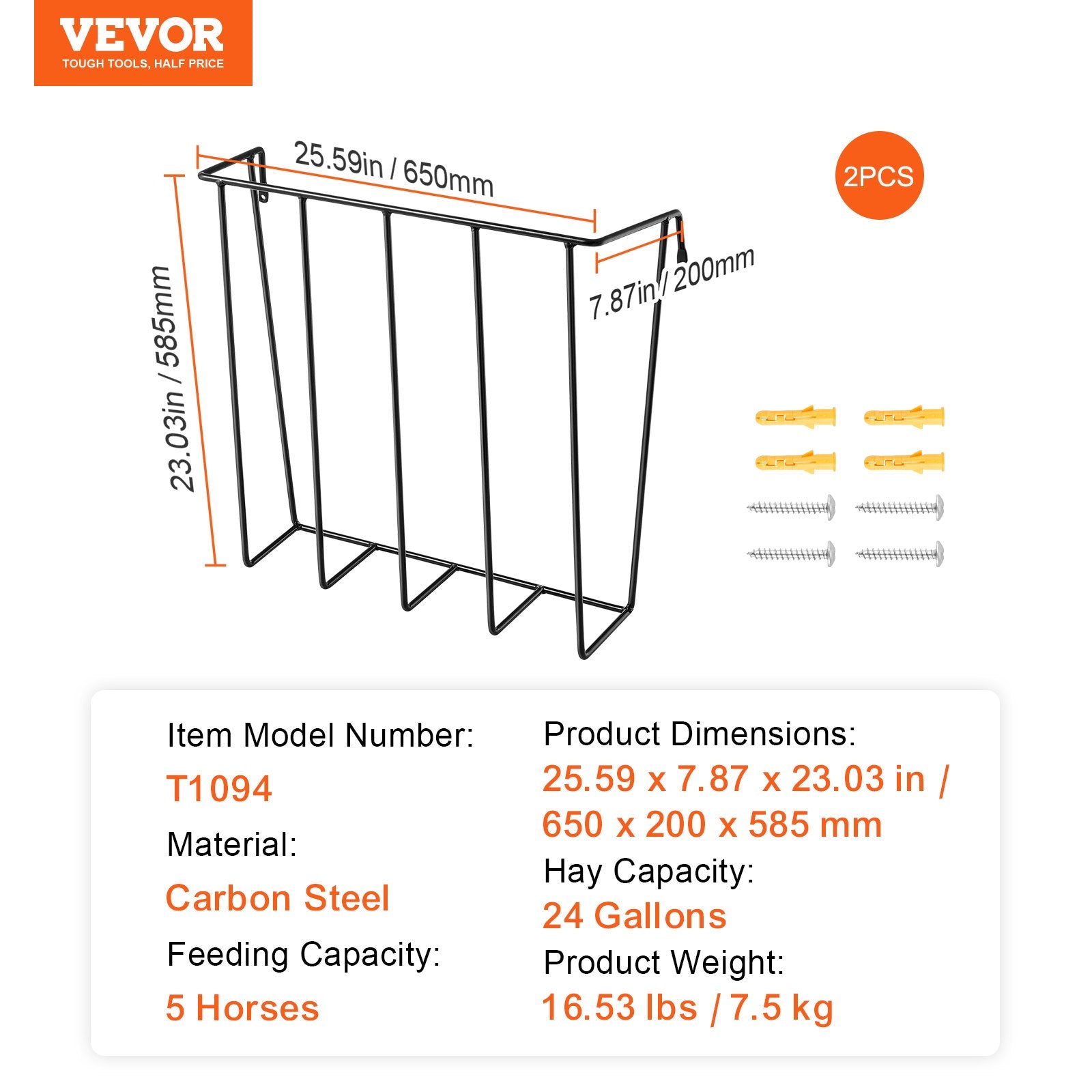 Livestock Hay Feeder 2 Packs 24 Gallons Wall Mounted Goat Hay Rack - Image 7