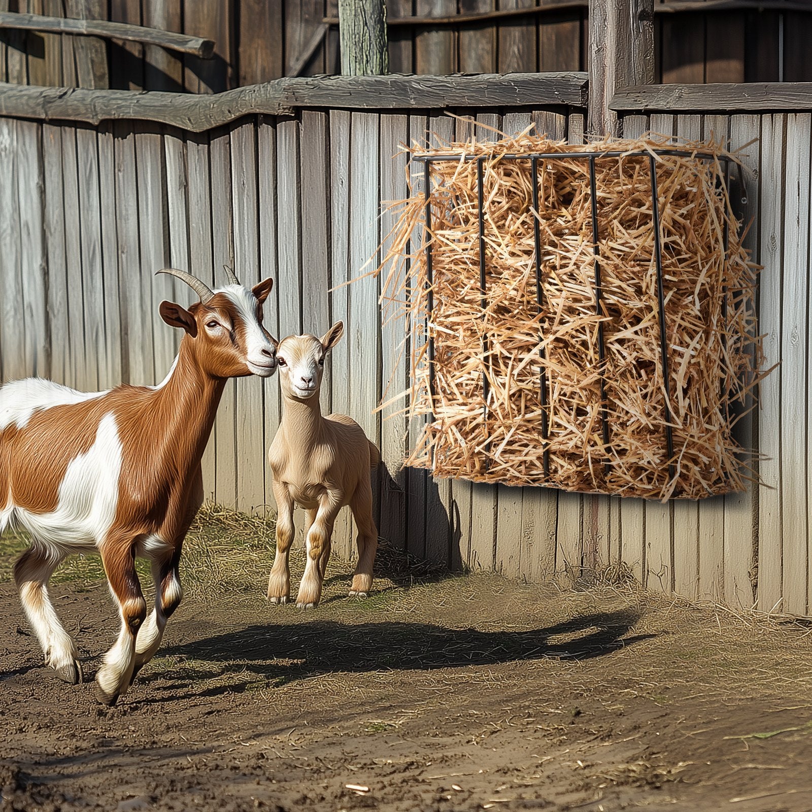 Livestock Hay Feeder 2 Packs 24 Gallons Wall Mounted Goat Hay Rack - Image 8