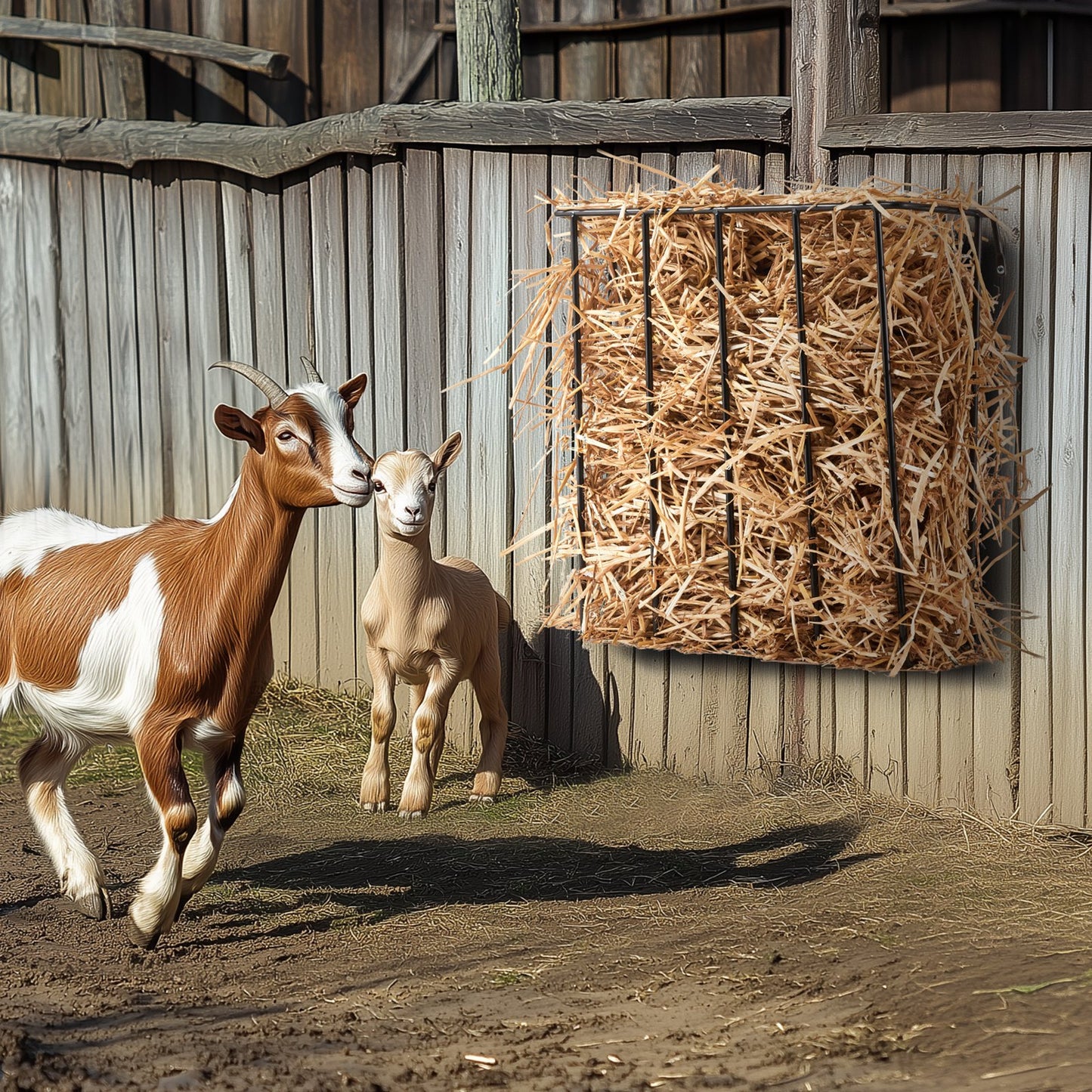 Livestock Hay Feeder 24 Gallons Wall Mounted Goat Hay Rack for Horses - Image 8