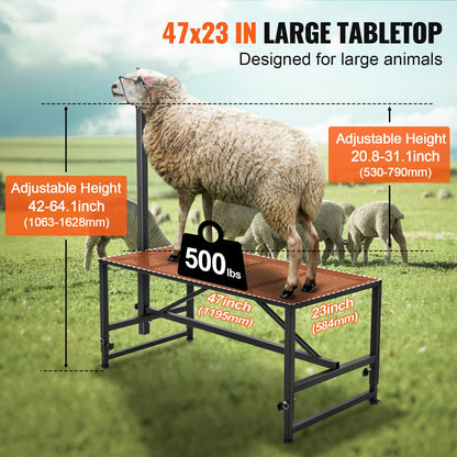 Goat & Sheep Stand, 47x23 inch Livestock Stand, Metal Livestock Milking and Shearing Stand 21" to 33" Adjustable Height, with Headpiece and Nose Loop, 500lbs Loading Weight, Black - Image 4