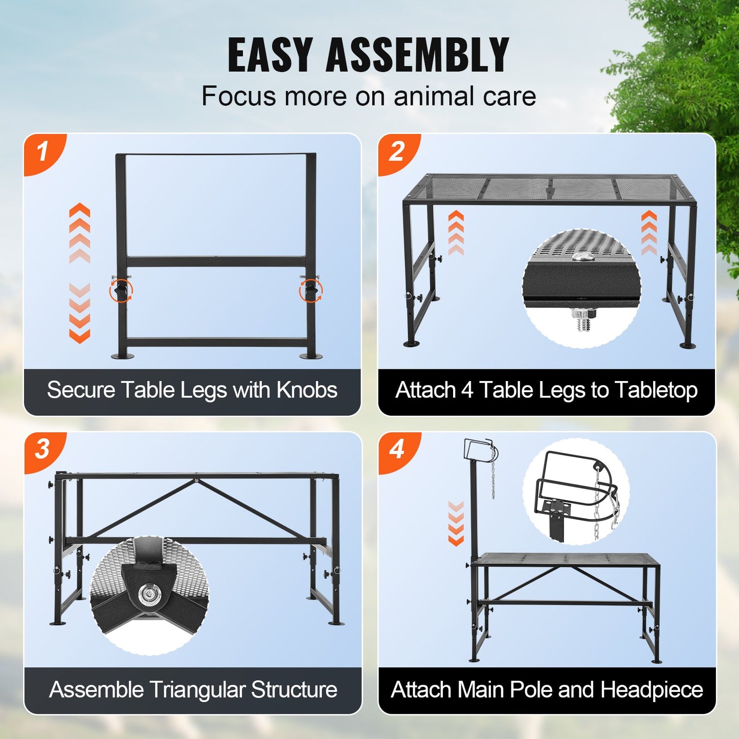 Goat & Sheep Stand, 47x23 inch Livestock Stand, Metal Livestock Milking and Shearing Stand 21" to 33" Adjustable Height, with Headpiece and Nose Loop, 500lbs Loading Weight, Black - Image 5