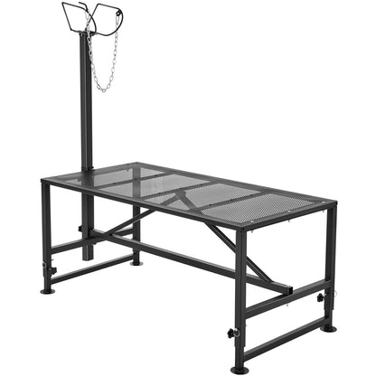 Goat & Sheep Stand, 47x23 inch Livestock Stand, Metal Livestock Milking and Shearing Stand 21" to 33" Adjustable Height, with Headpiece and Nose Loop, 500lbs Loading Weight, Black - Image 9