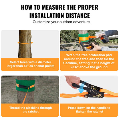 Slackline Kit with Training Line, 18.3m Backyard Slack Line Equipment, Easy Setup Tight Rope for Kids Adults, Complete Slackline Set with Tree Protectors, Arm Trainer, Carry Bag, and Instruction - Image 6